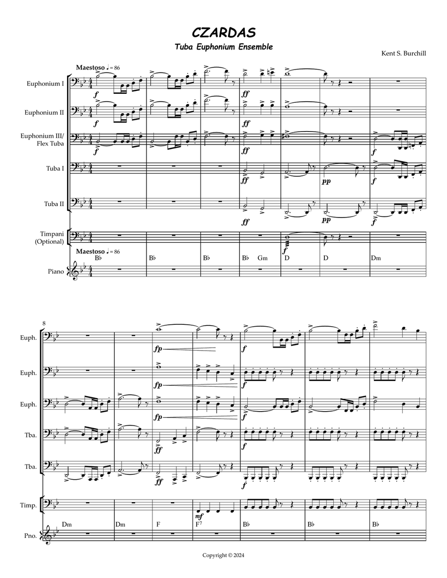 CZARDAS for Tuba Euphonium Ensemble Euphonium scores gallery preview page 2