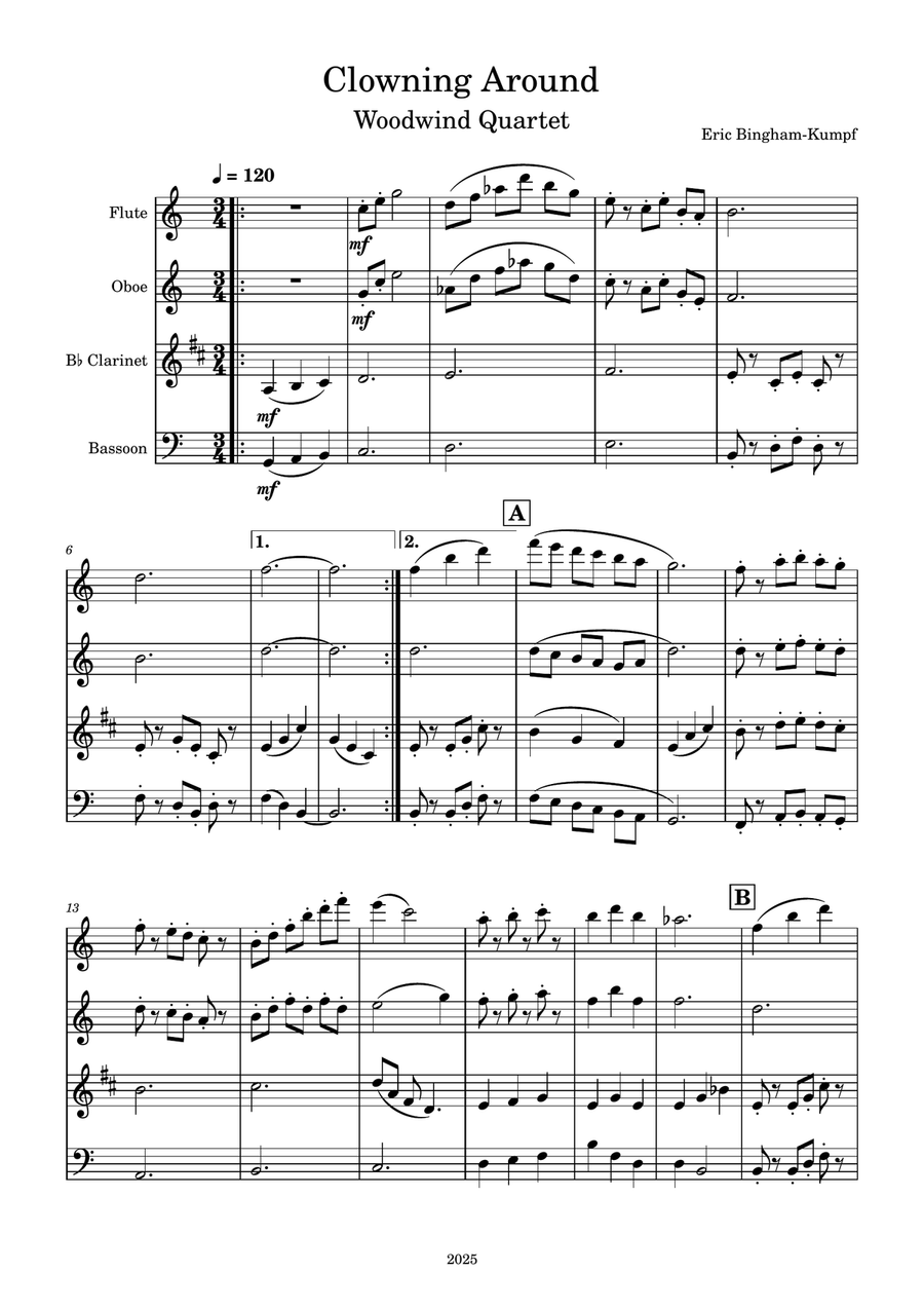 Clowning Around Clowning Around Woodwind Quartet scores gallery preview page 1