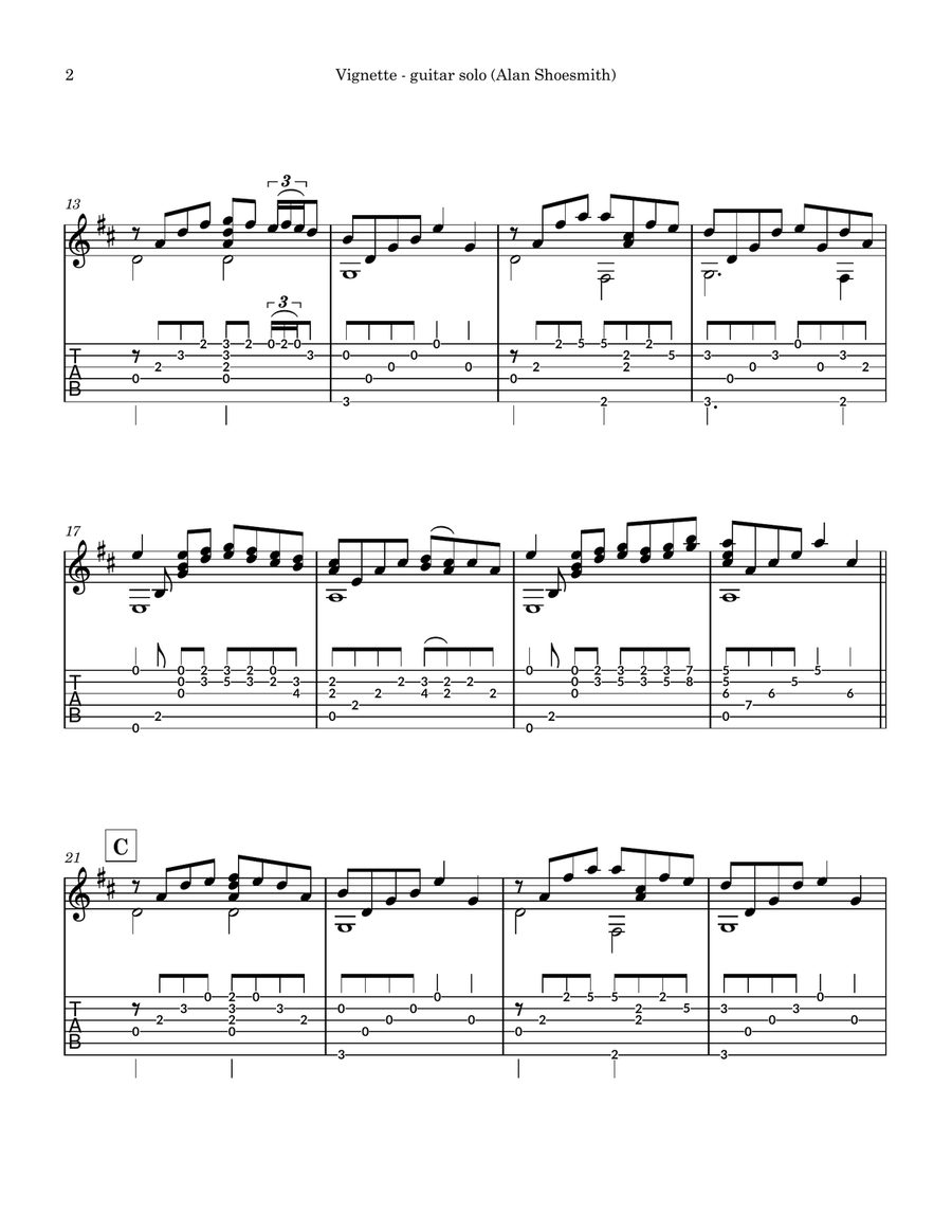 Vignette - guitar solo (guitar notation with guitar tab & standard notation only) Acoustic Guitar scores gallery preview page 2