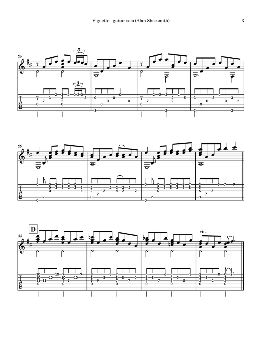 Vignette - guitar solo (guitar notation with guitar tab & standard notation only) Acoustic Guitar scores gallery preview page 3