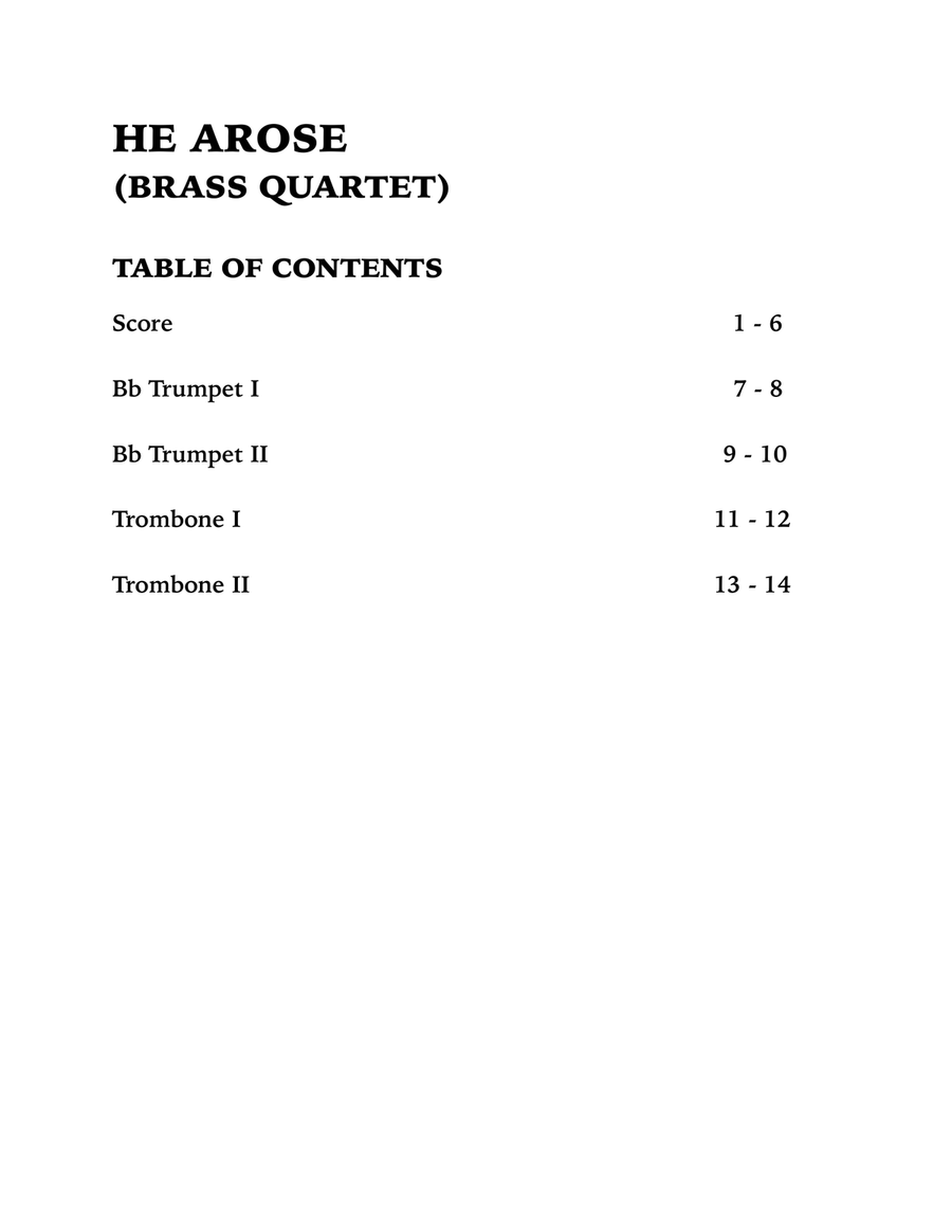 He Arose (Brass Quartet): Two Trumpets and Two Trombones Brass Quartet scores gallery preview page 4