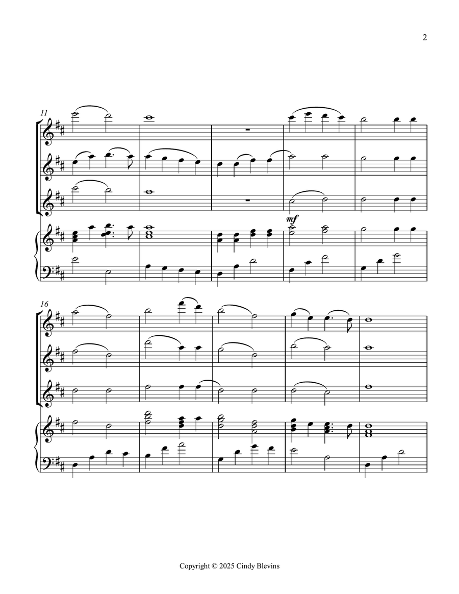 Holy, Holy, Holy! Lord God Almighty, for Three Flutes and Piano Small Ensemble scores gallery preview page 3