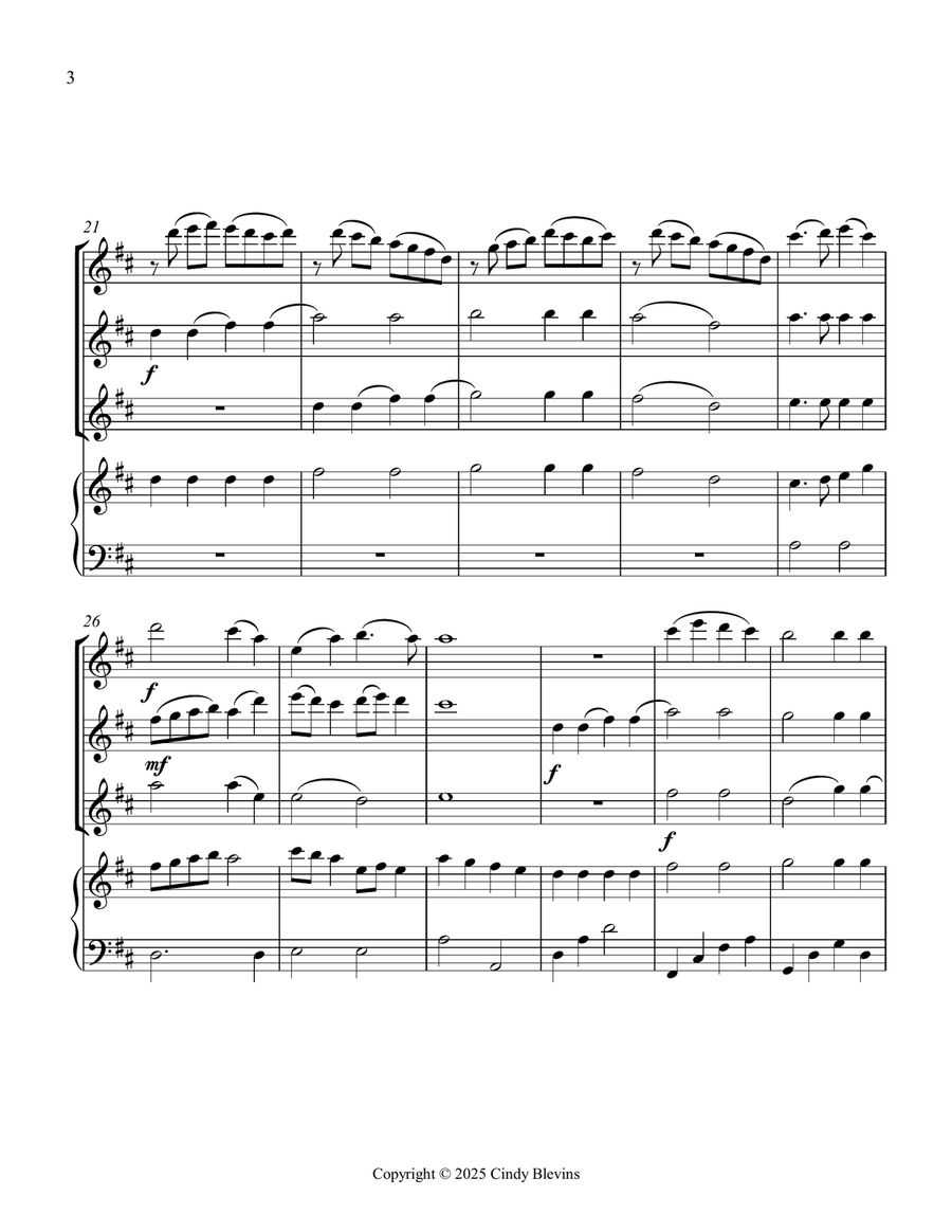 Holy, Holy, Holy! Lord God Almighty, for Three Flutes and Piano Small Ensemble scores gallery preview page 4