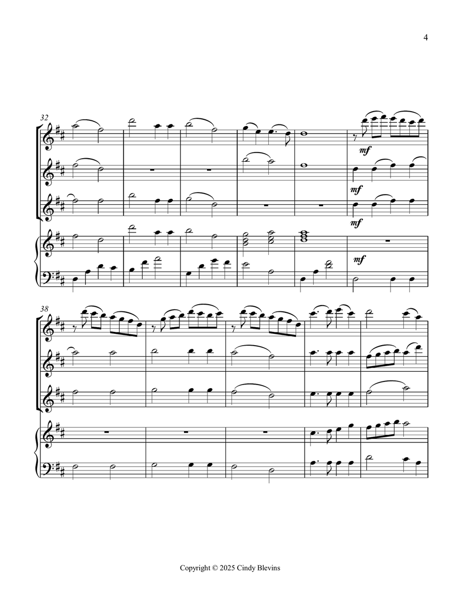 Holy, Holy, Holy! Lord God Almighty, for Three Flutes and Piano Small Ensemble scores gallery preview page 5