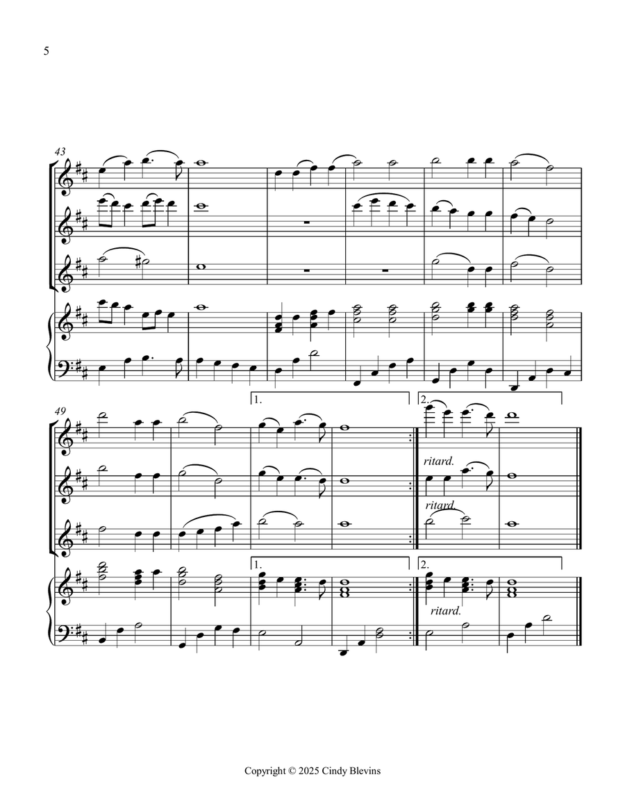 Holy, Holy, Holy! Lord God Almighty, for Three Flutes and Piano Small Ensemble scores gallery preview page 6