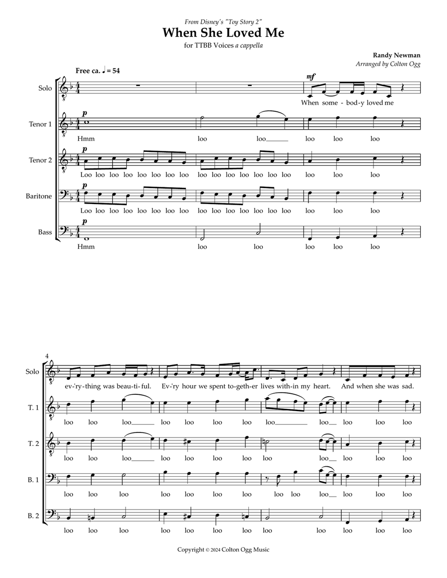 When She Loved Me When She Loved Me TTBB scores gallery preview page 1