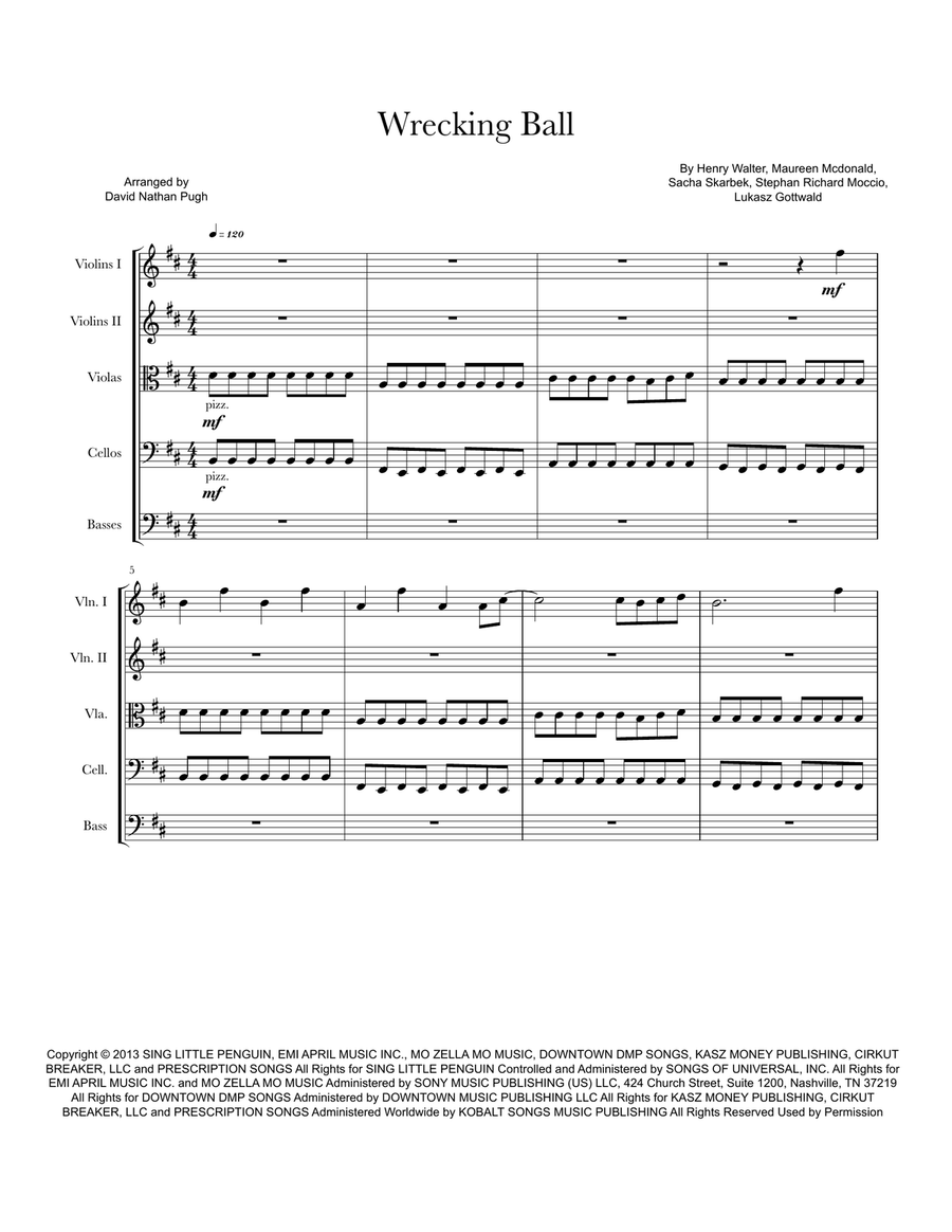 Wrecking Ball String Orchestra scores gallery preview page 1
