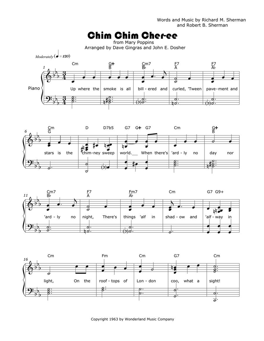 Chim Chim Cher-Ee Piano, Vocal scores gallery preview page 1