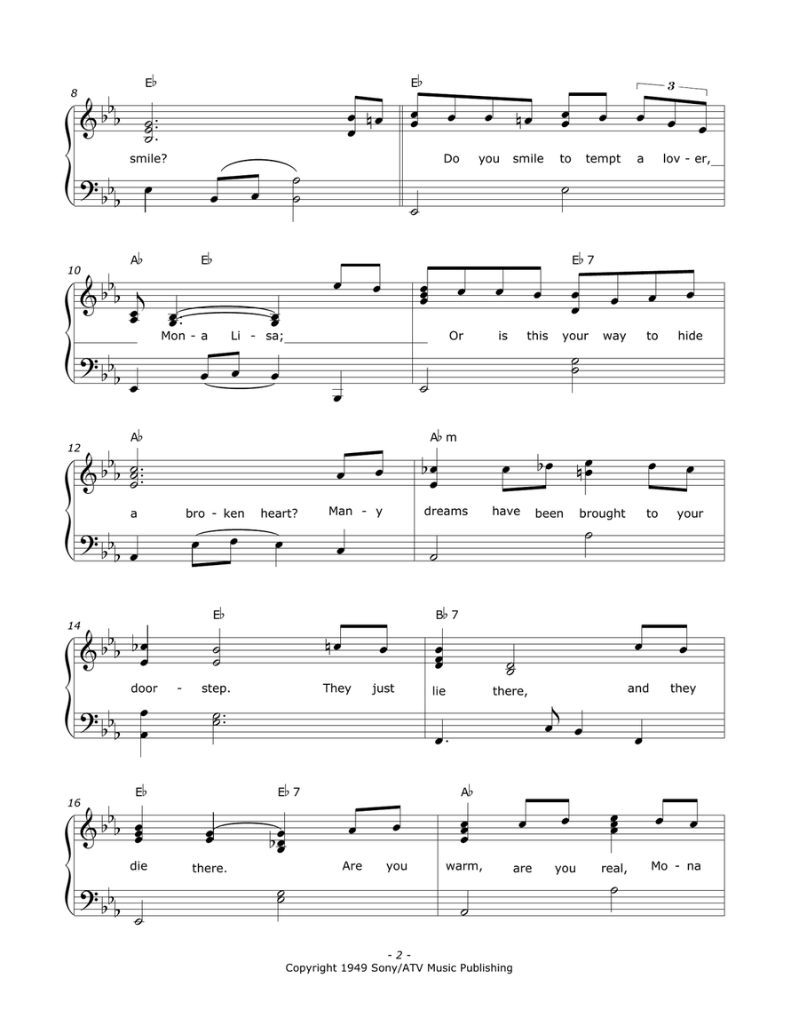Mona Lisa Piano, Vocal scores gallery preview page 2