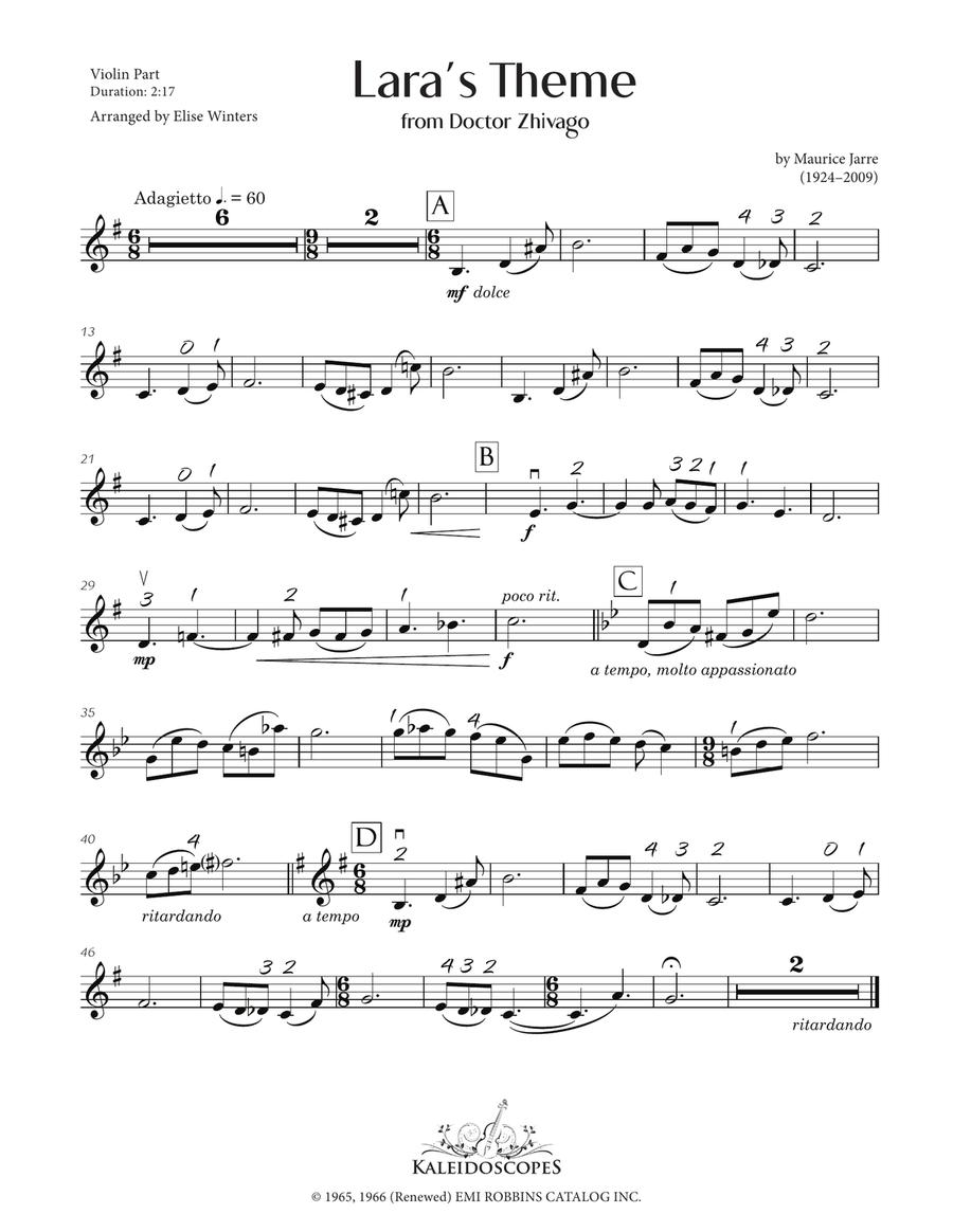 Lara's Theme Violin Solo scores gallery preview page 3
