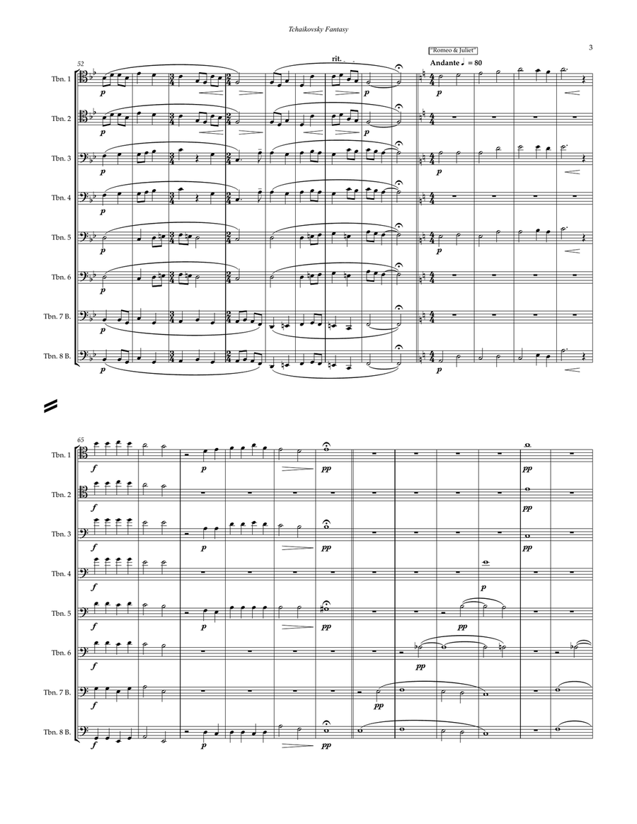 Fantasy for Trombone Ensemble Trombone scores gallery preview page 3