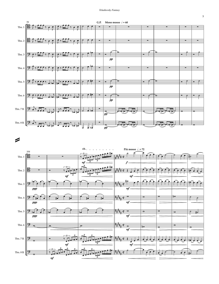 Fantasy for Trombone Ensemble Trombone scores gallery preview page 5