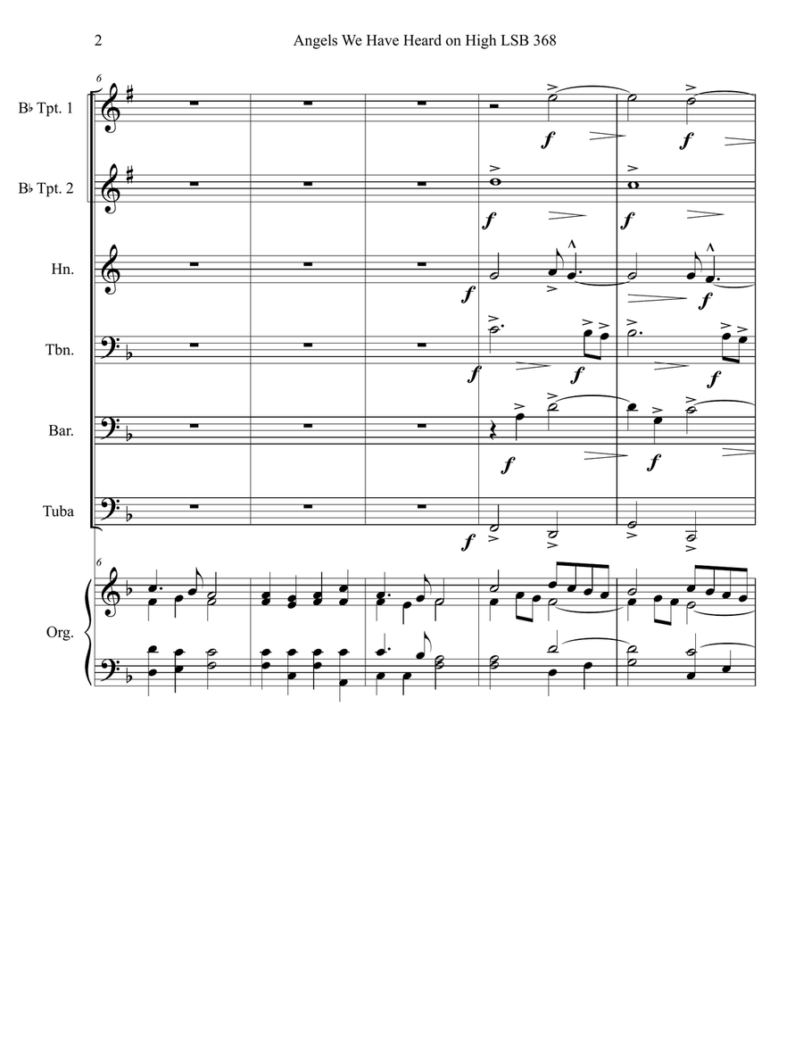 Angels We Have Heard On High (LSB 368) Brass Ensemble scores gallery preview page 3