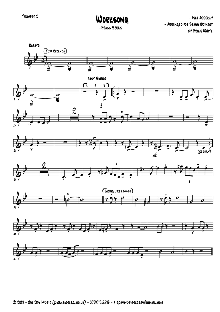Work Song by Nat Adderley for Brass Quintet Brass Quintet scores gallery preview page 4