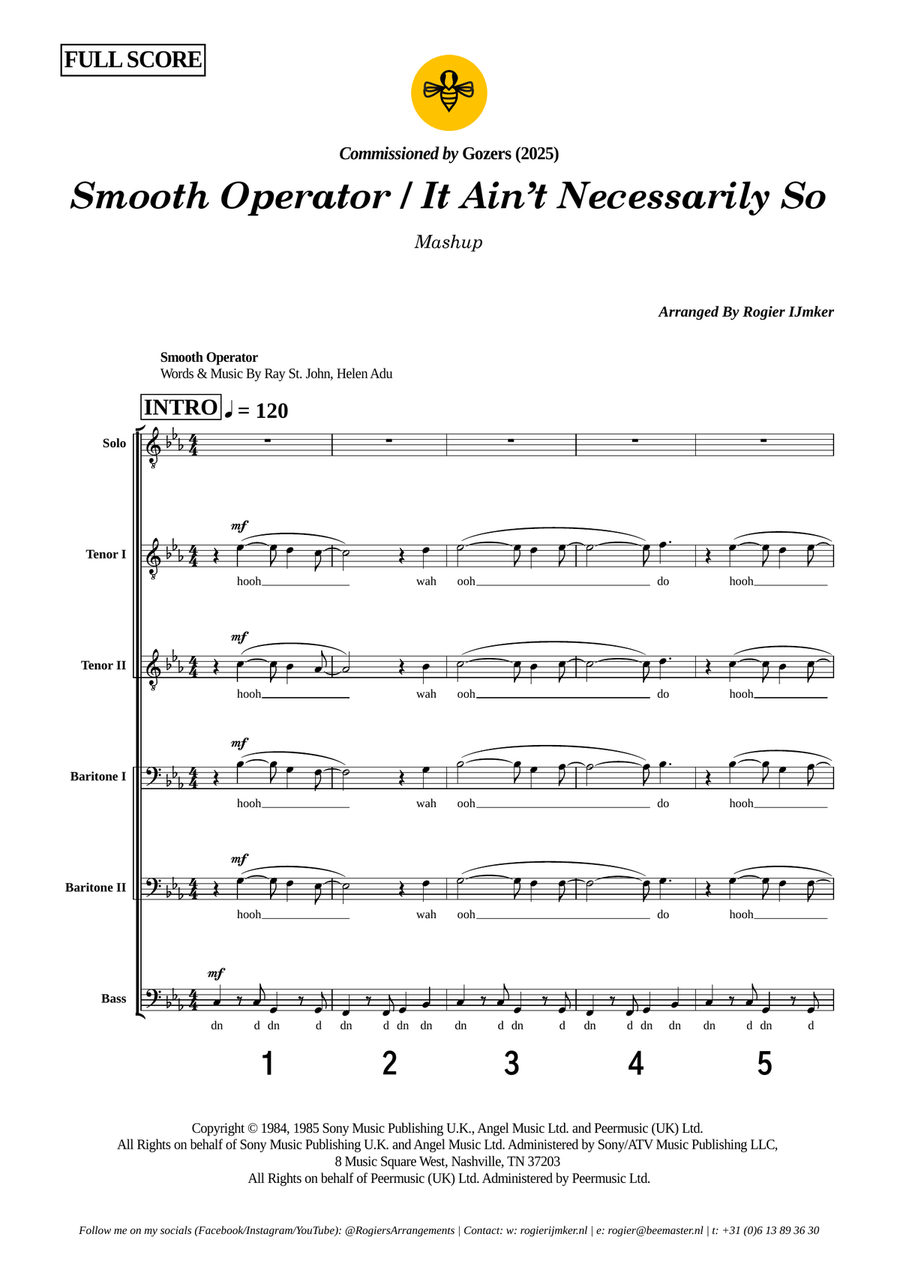 Medley: Smooth Operator with It Ain't Necessarily So TTBB scores gallery preview page 1