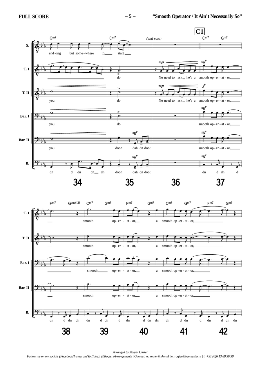 Medley: Smooth Operator with It Ain't Necessarily So TTBB scores gallery preview page 5