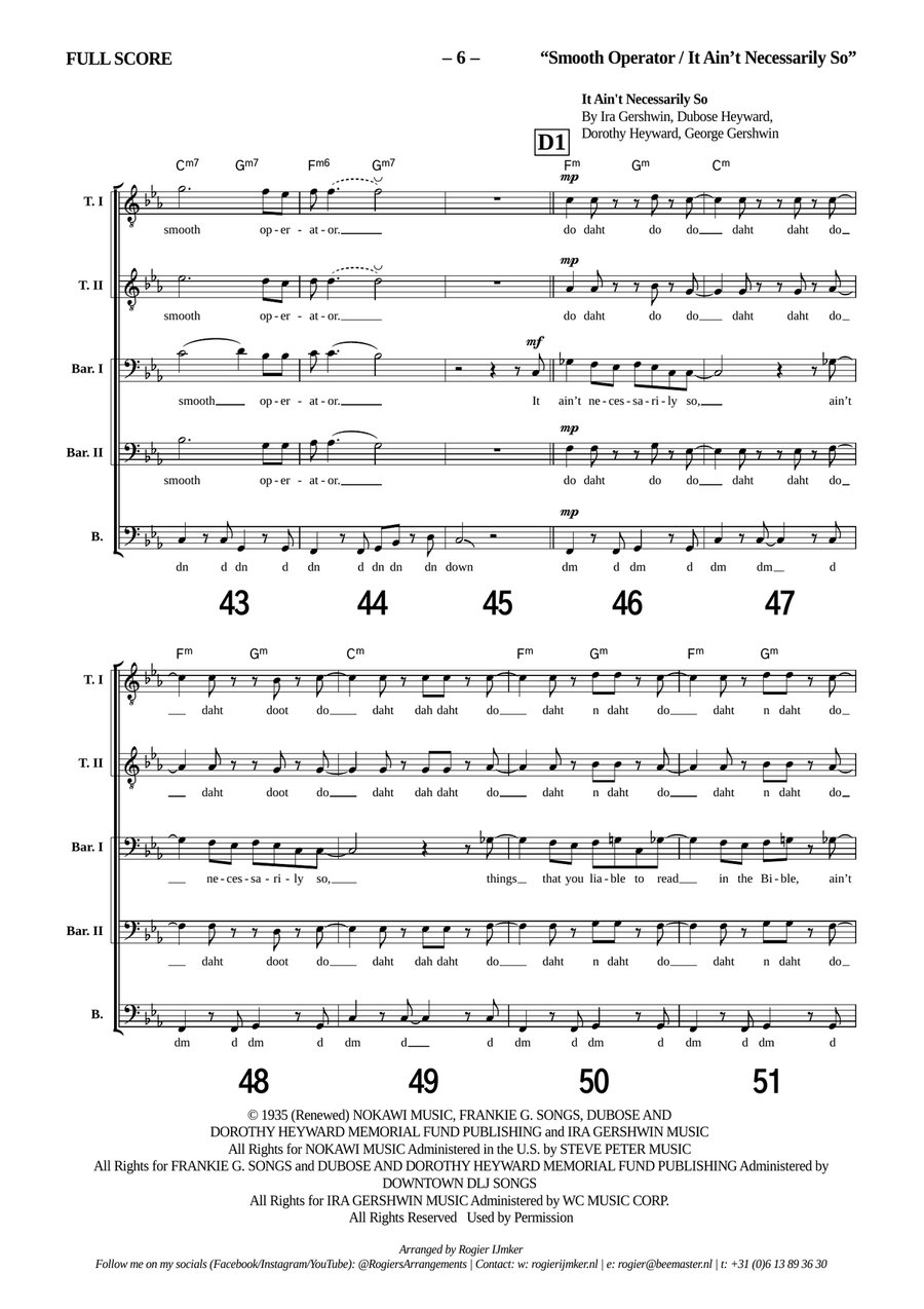 Medley: Smooth Operator with It Ain't Necessarily So TTBB scores gallery preview page 6