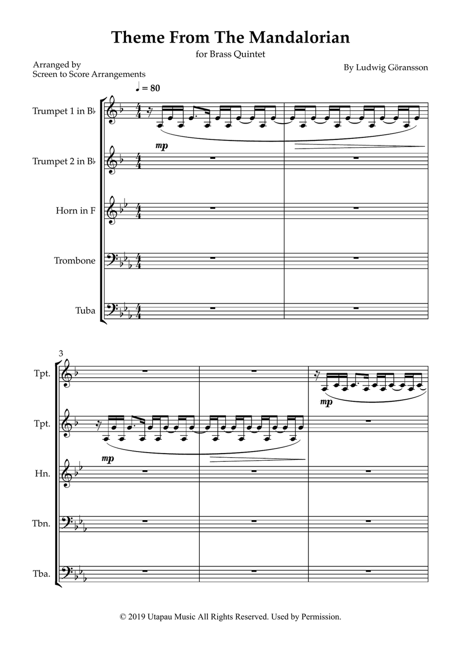 The Mandalorian Brass Quintet scores gallery preview page 1