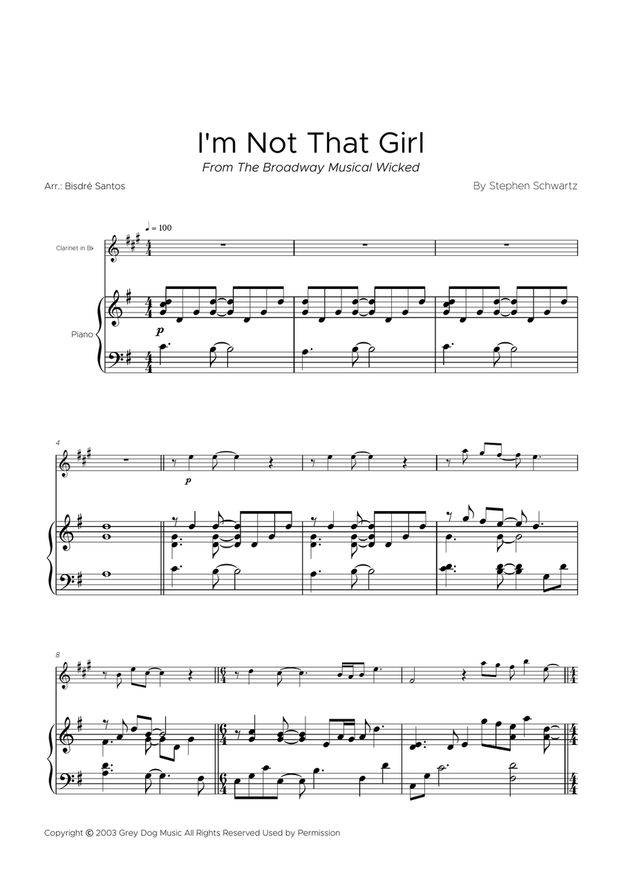 I'm Not That Girl I'm Not That Girl B-Flat Clarinet scores gallery preview page 2