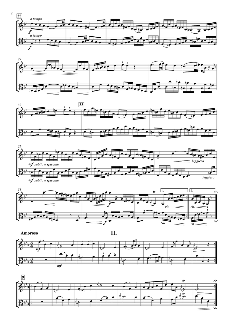 Three Duets No. 3 for Violin and Viola in g, Fk. 62 String Duet scores gallery preview page 2