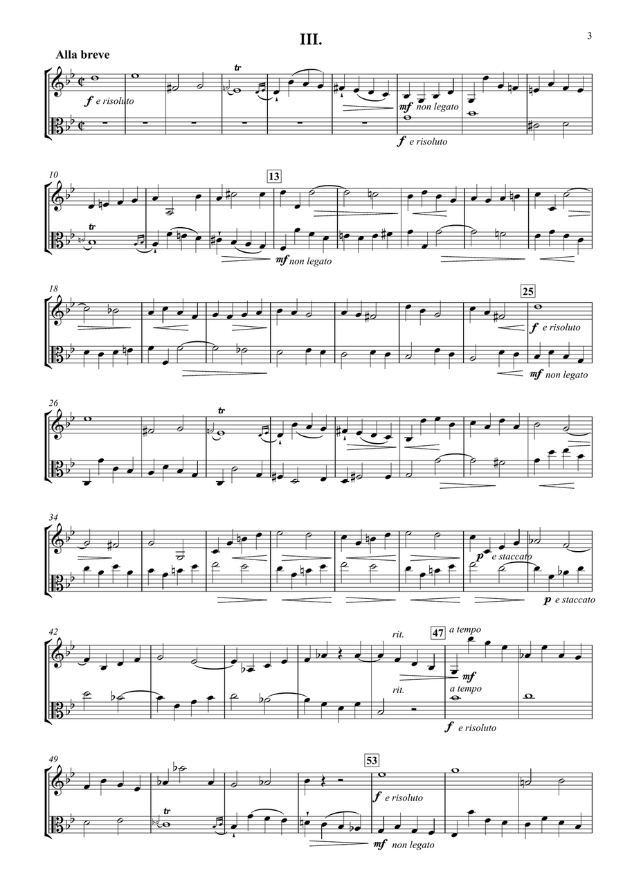 Three Duets No. 3 for Violin and Viola in g, Fk. 62 String Duet scores gallery preview page 3