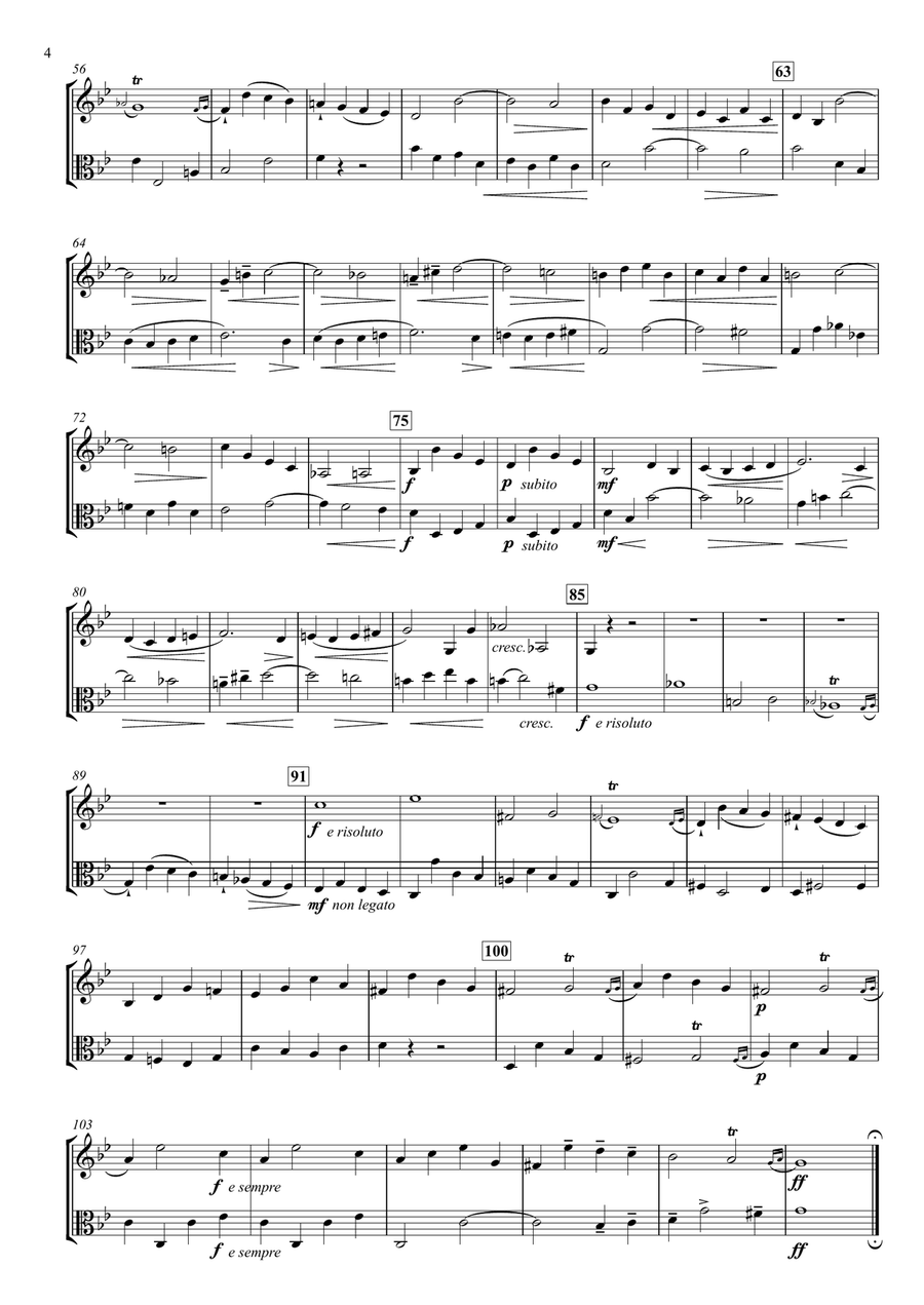 Three Duets No. 3 for Violin and Viola in g, Fk. 62 String Duet scores gallery preview page 4