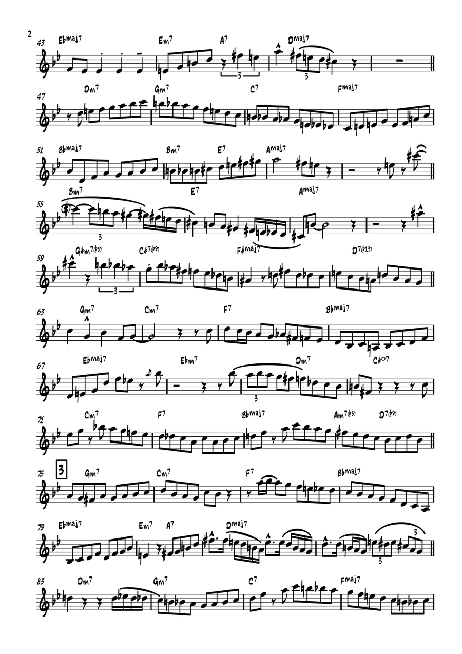 ALL THE THINGS YOU ARE - Trumpet Solo Transcription as performed by Claudio Roditi- Bb-Instr Trumpet Solo scores gallery preview page 2