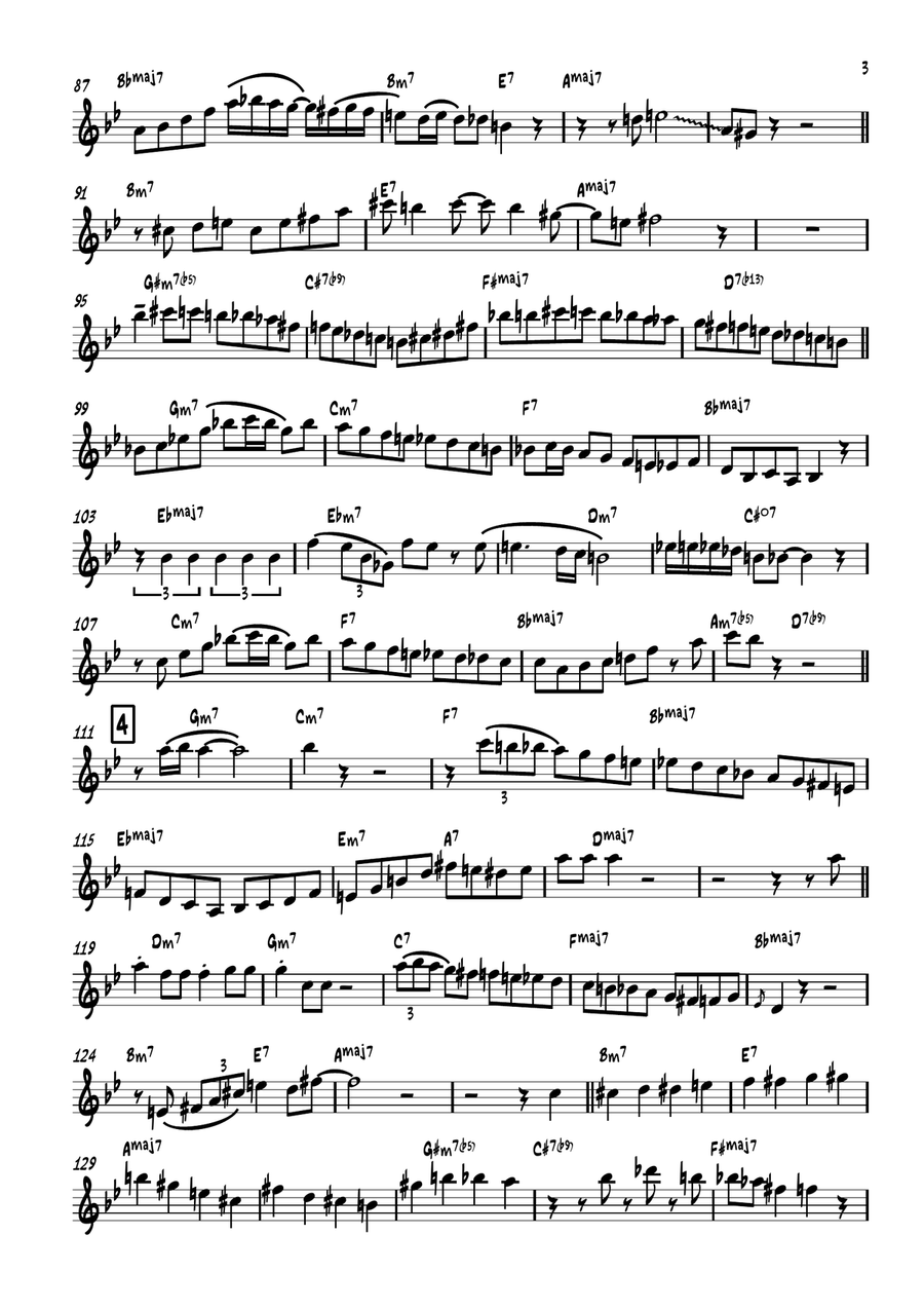 ALL THE THINGS YOU ARE - Trumpet Solo Transcription as performed by Claudio Roditi- Bb-Instr Trumpet Solo scores gallery preview page 3