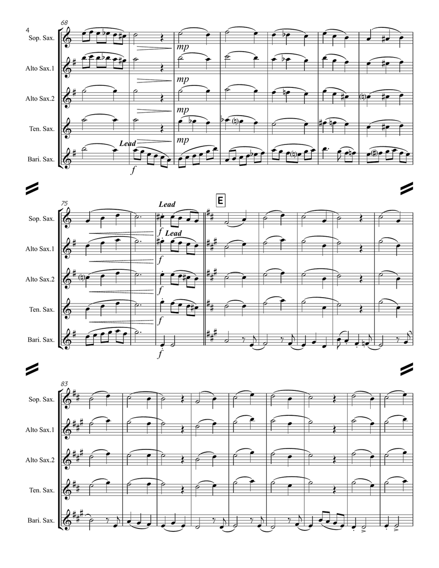 The Chipmunk Song Saxophone Quartet scores gallery preview page 5