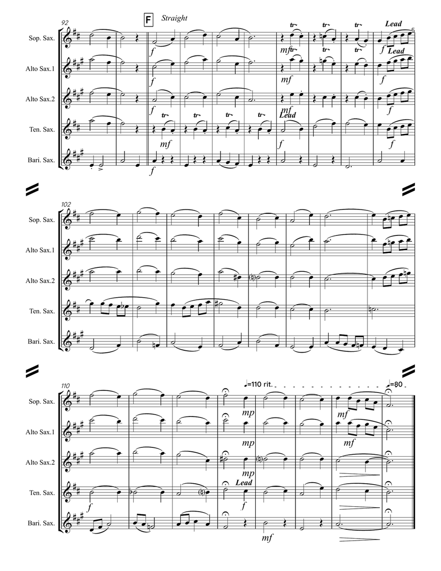 The Chipmunk Song Saxophone Quartet scores gallery preview page 6