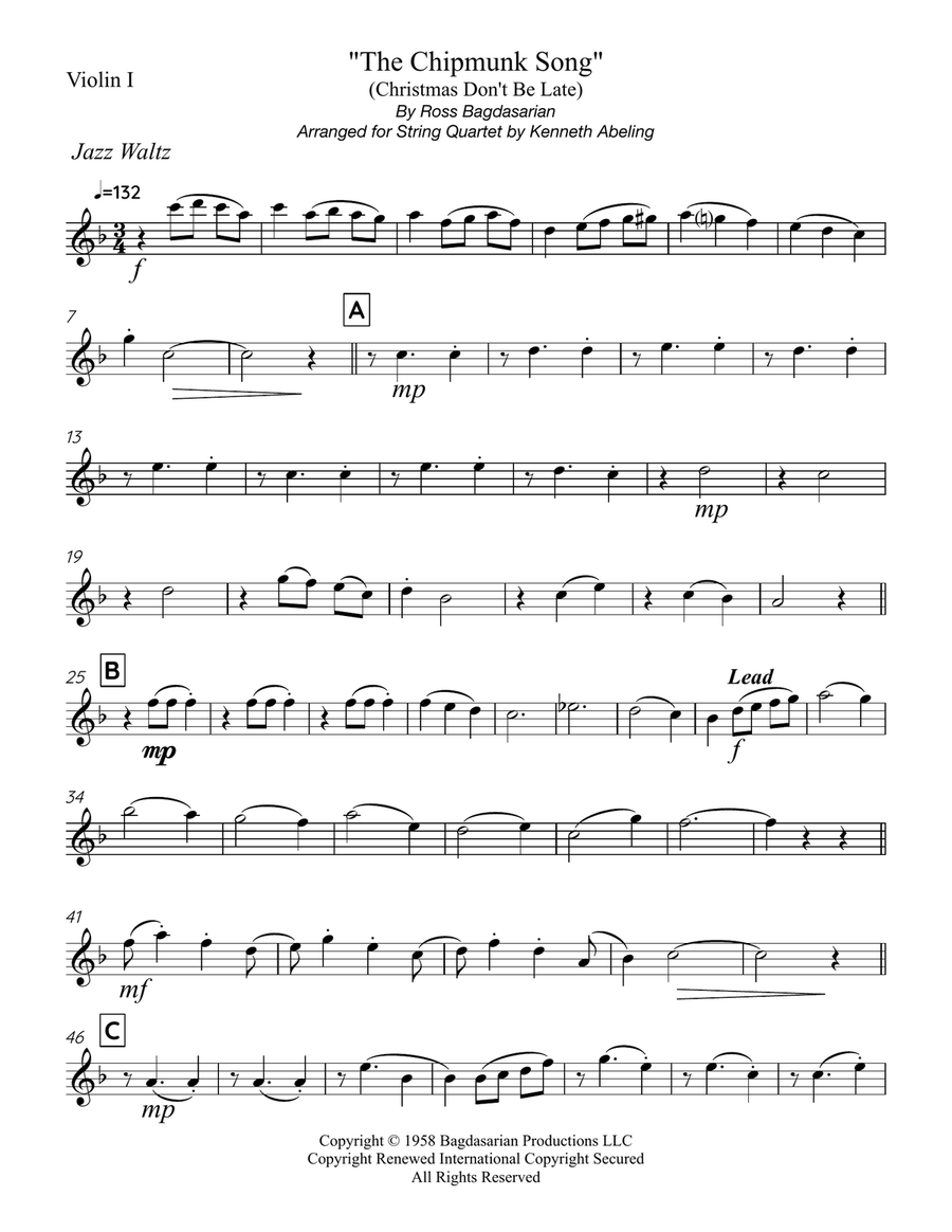 The Chipmunk Song String Quartet scores gallery preview page 6