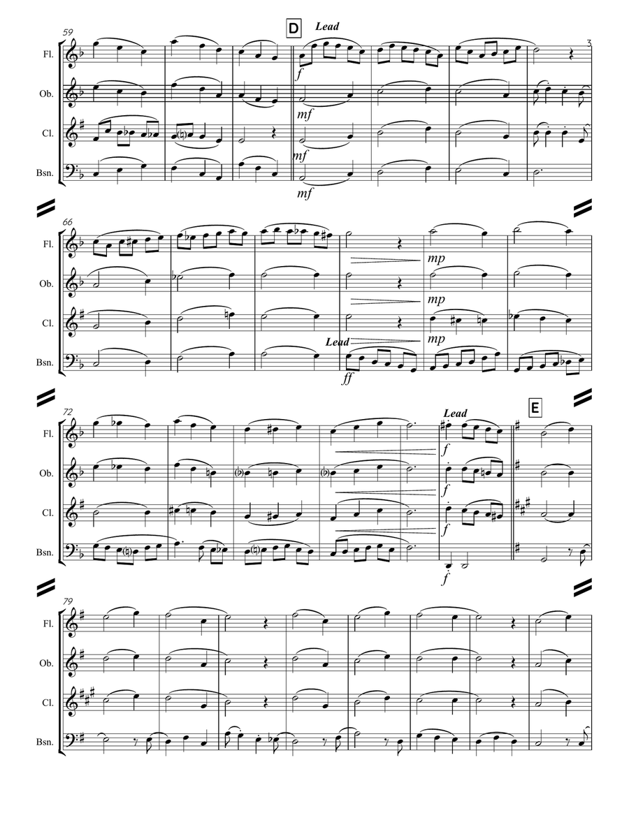 The Chipmunk Song Woodwind Quartet scores gallery preview page 4