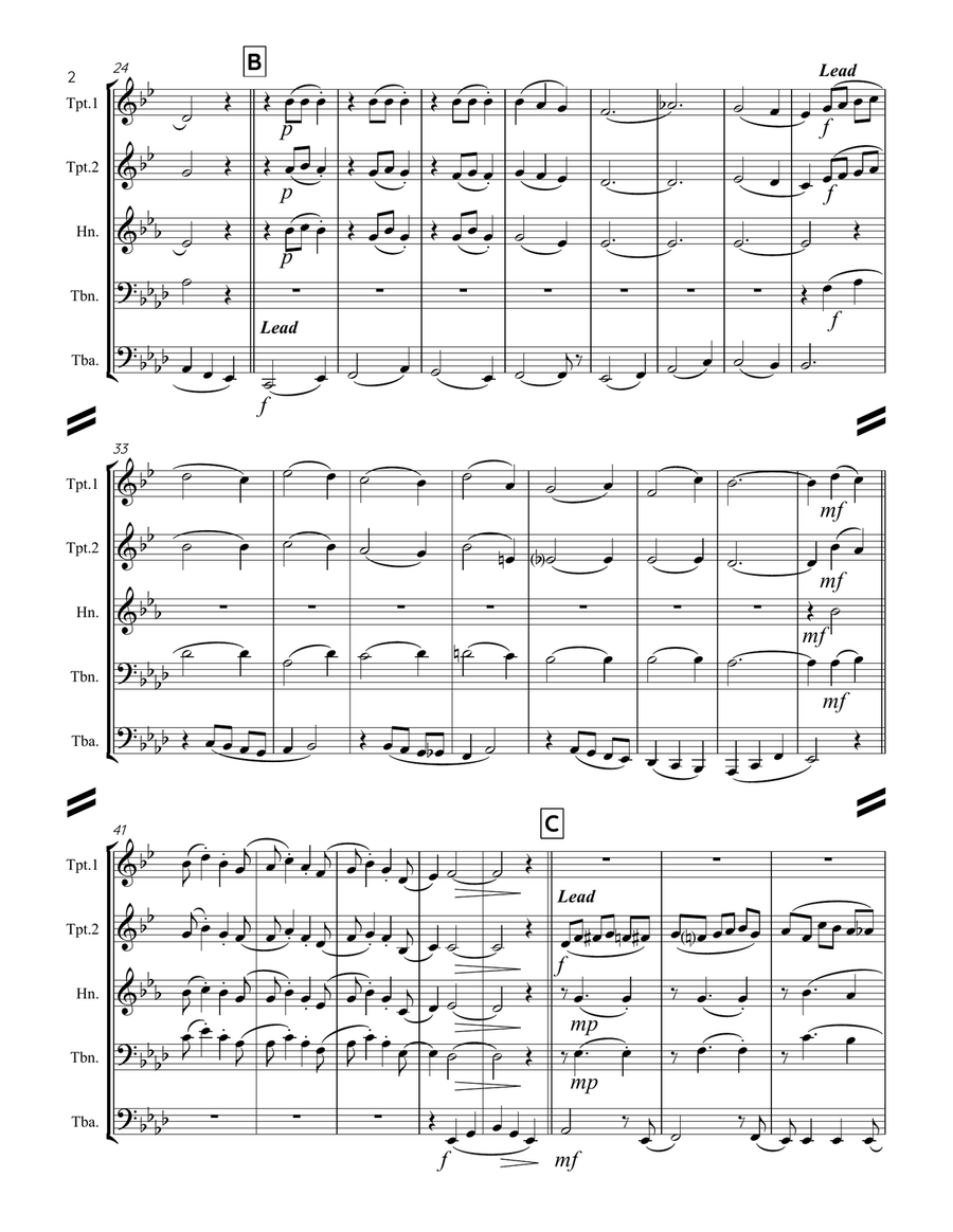 The Chipmunk Song Brass Quintet scores gallery preview page 3