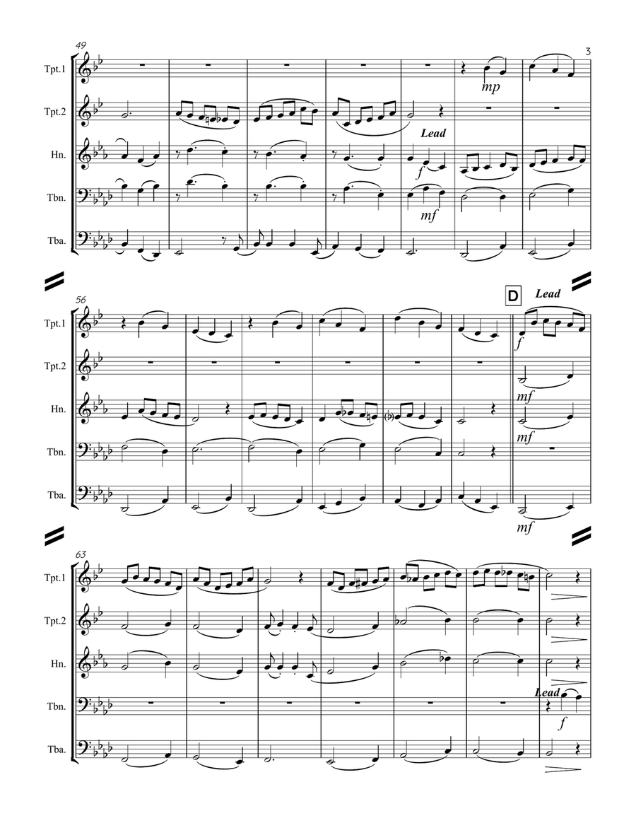 The Chipmunk Song Brass Quintet scores gallery preview page 4
