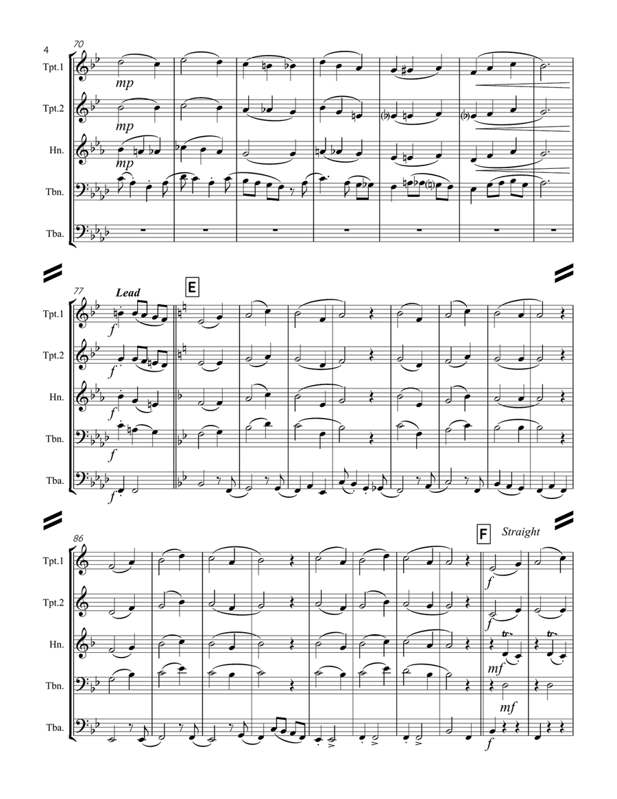 The Chipmunk Song Brass Quintet scores gallery preview page 5