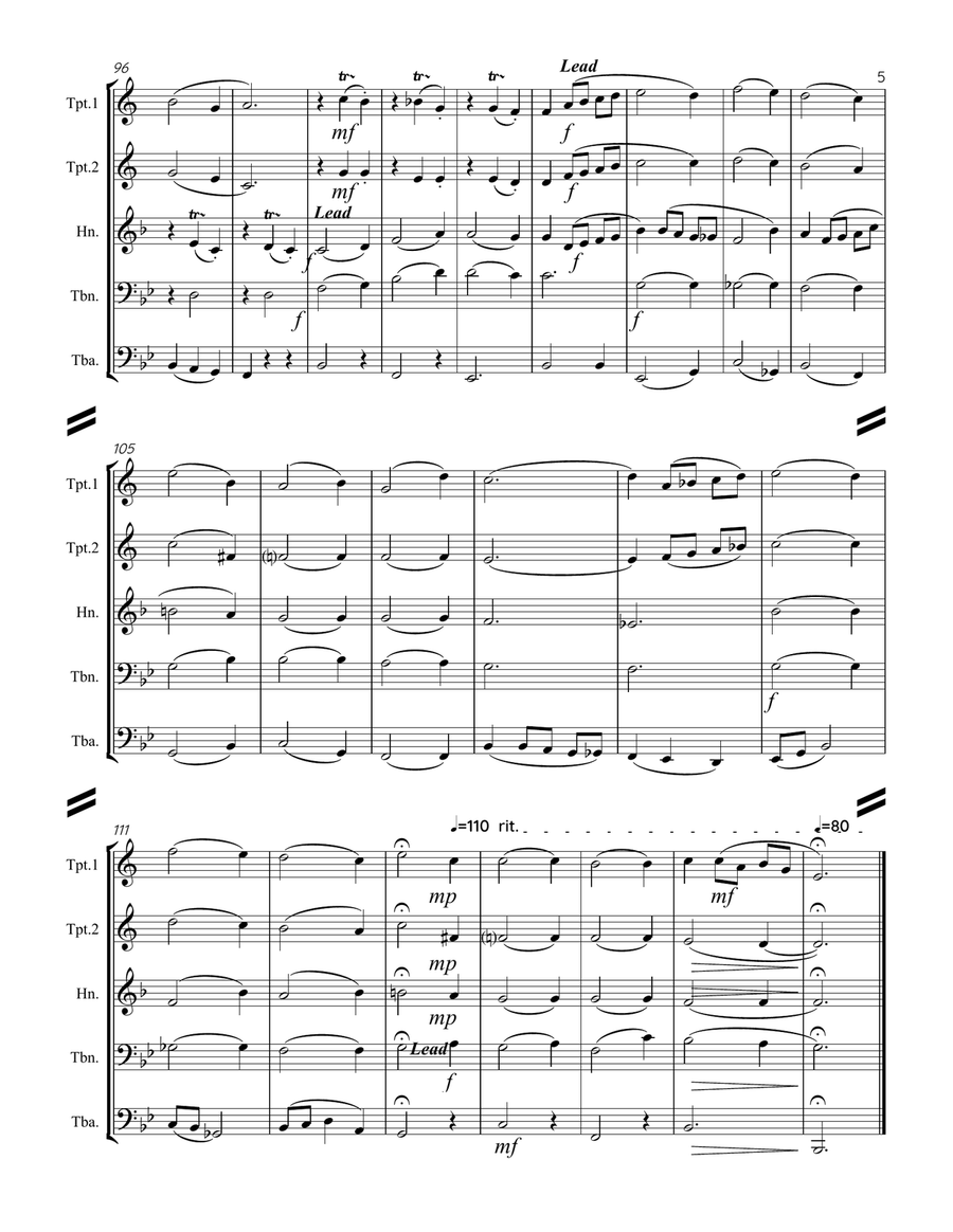 The Chipmunk Song Brass Quintet scores gallery preview page 6