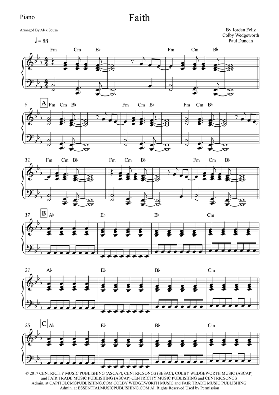 Faith Faith Easy Piano scores gallery preview page 1