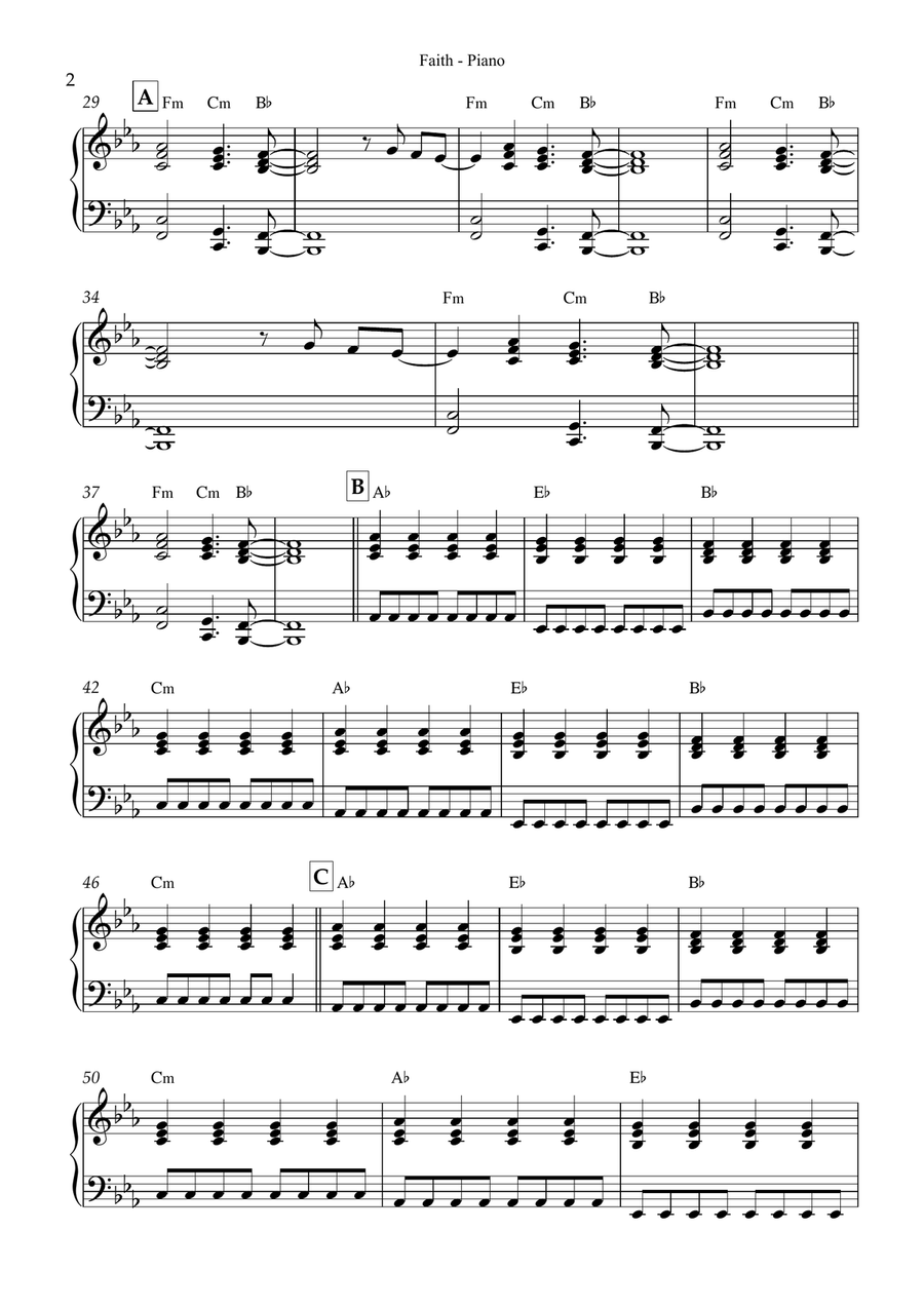 Faith Faith Easy Piano scores gallery preview page 2