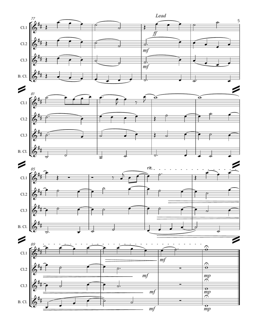 Where Are You Christmas? Clarinet Quartet scores gallery preview page 6