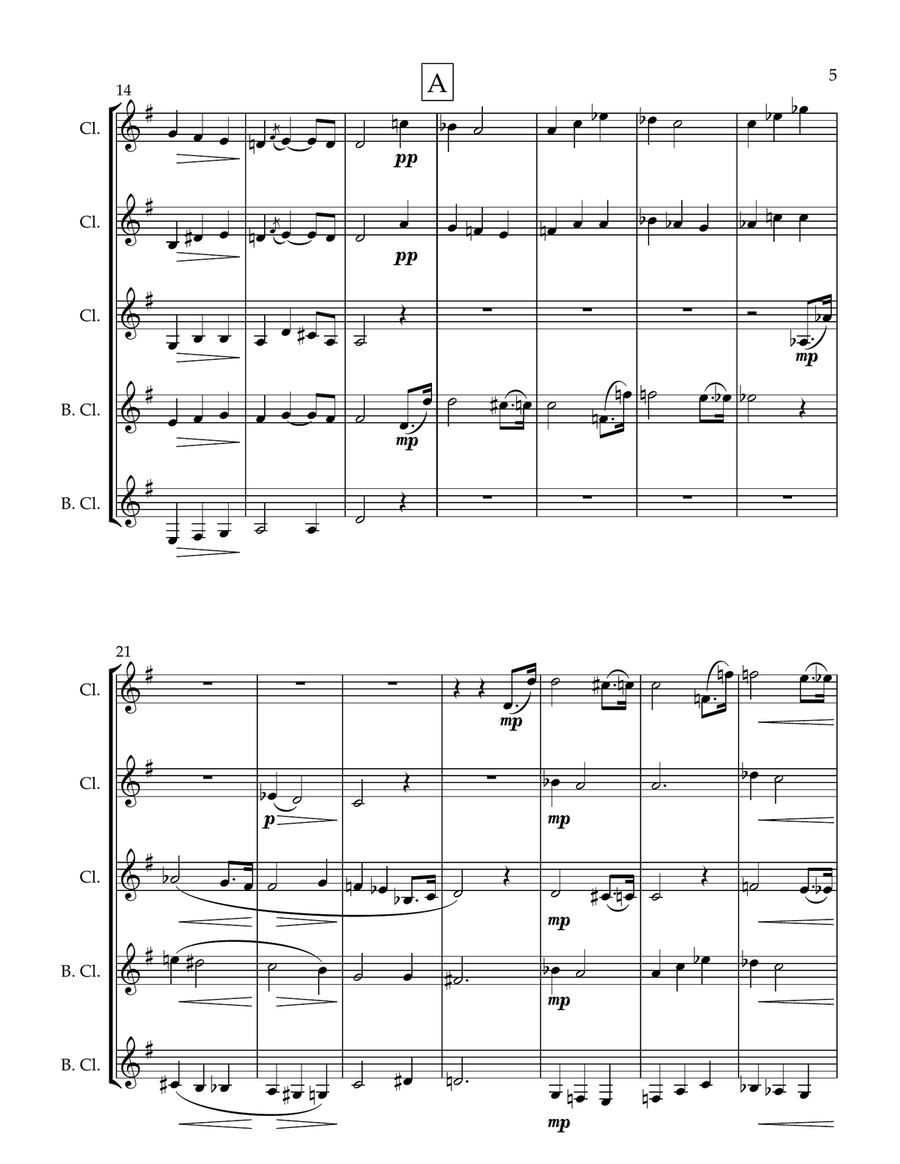 Pilgrims Chorus from Tannhauser Clarinet Quintet scores gallery preview page 5