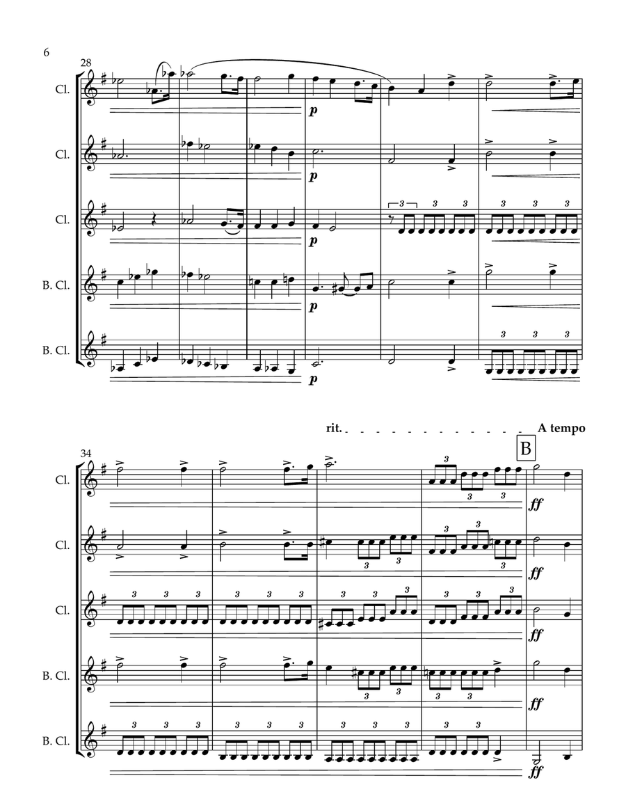 Pilgrims Chorus from Tannhauser Clarinet Quintet scores gallery preview page 6