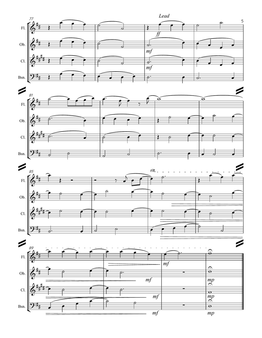 Where Are You Christmas? Woodwind Quartet scores gallery preview page 6