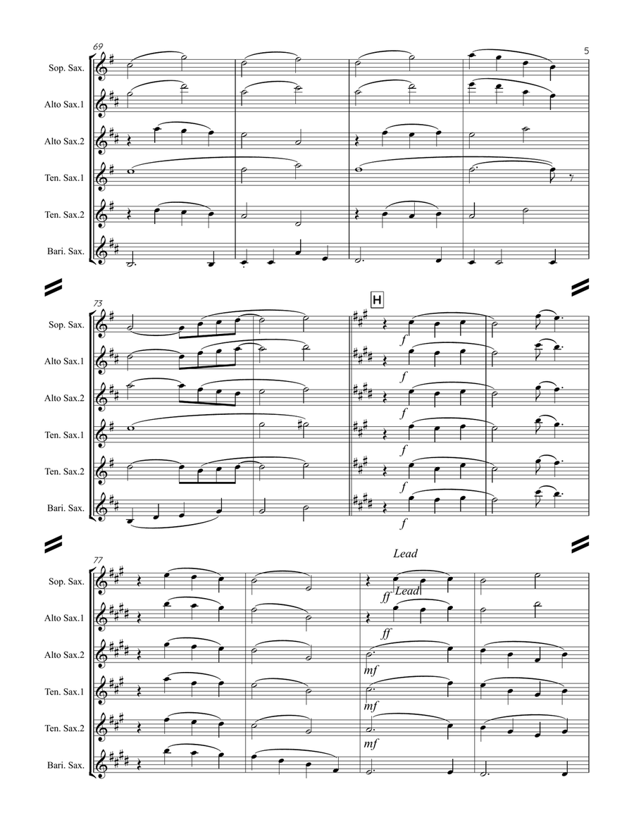Where Are You Christmas? Saxophone Quintet scores gallery preview page 6