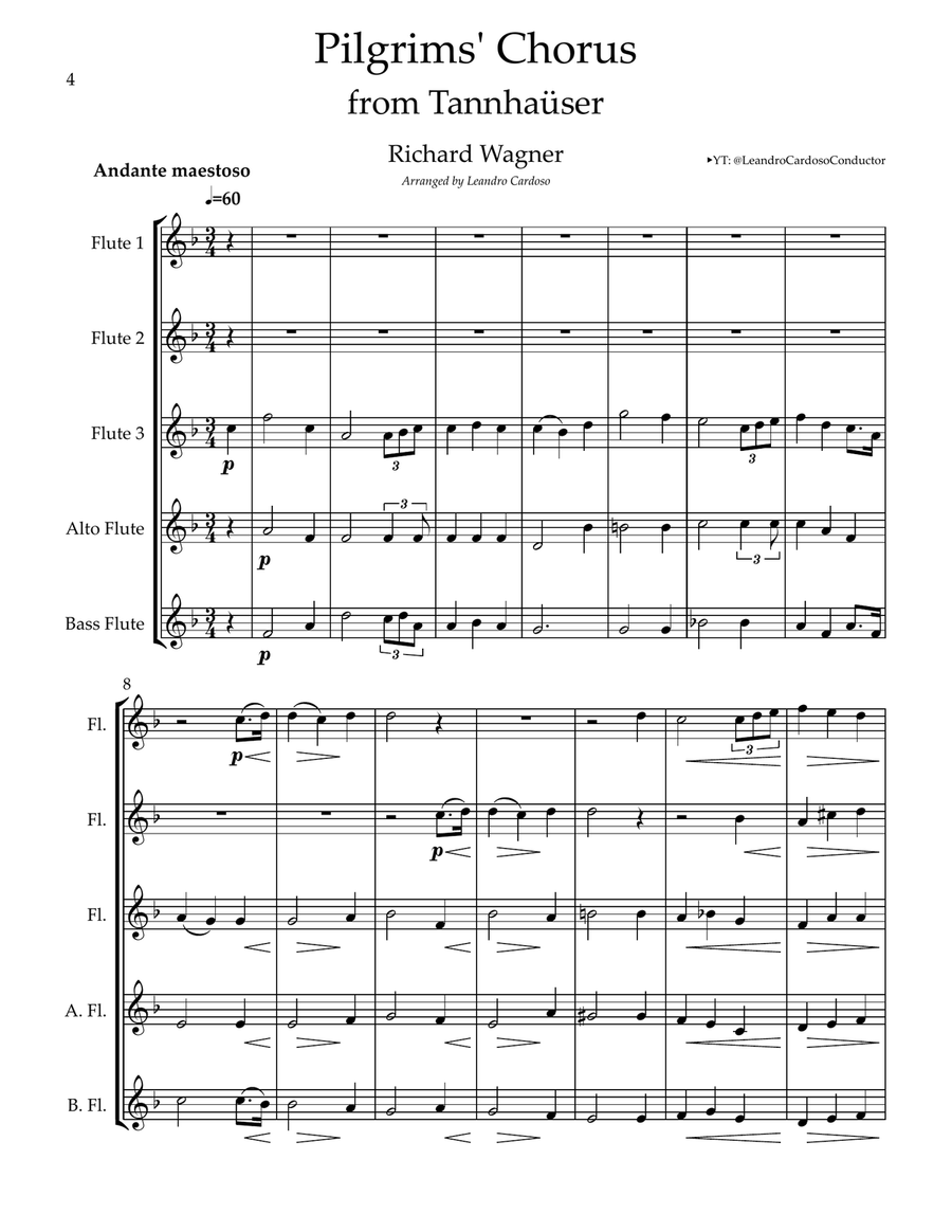 Pilgrims Chorus from Tannhauser Woodwind Quintet scores gallery preview page 4