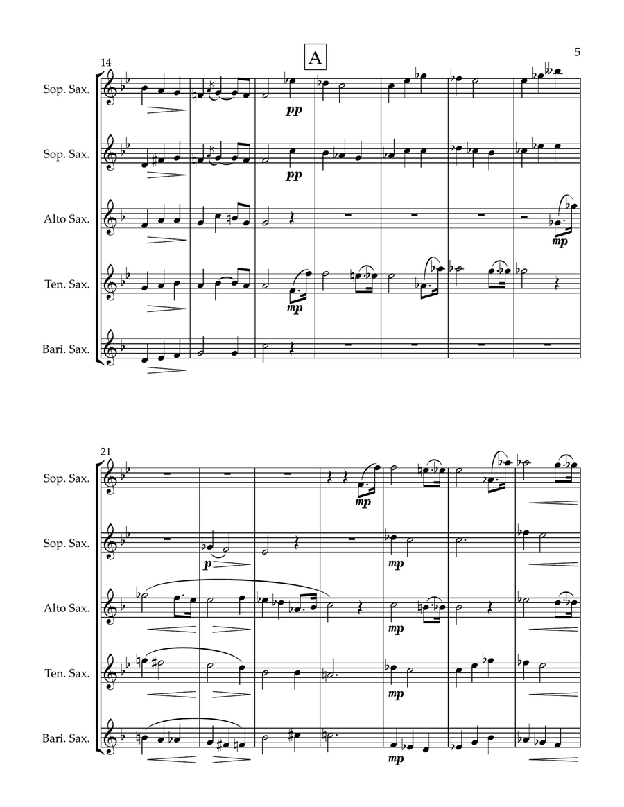 Pilgrims Chorus from Tannhauser Saxophone Quintet scores gallery preview page 5