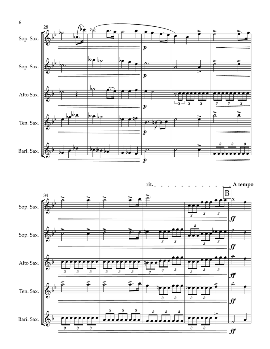 Pilgrims Chorus from Tannhauser Saxophone Quintet scores gallery preview page 6
