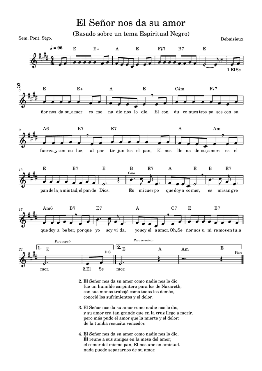 El Señor nos da su amor El Señor nos da su amor Piano Solo scores gallery preview page 1