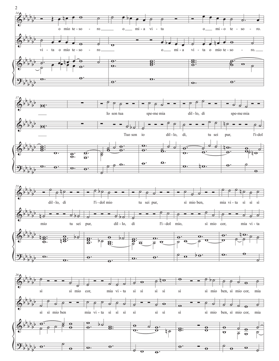 MONTEVERDI: Pur ti miro (transposed to G-flat major) Piano, Vocal scores gallery preview page 3
