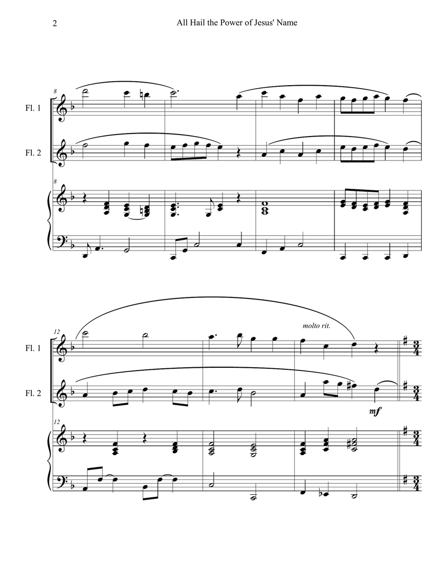 Hymn Medley No. 1 (Flute Duet with Piano Accompaniment) Flute Duet scores gallery preview page 2