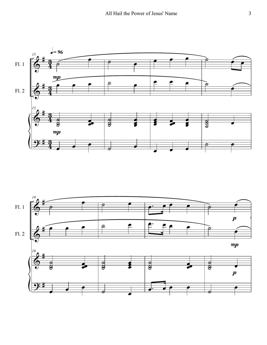 Hymn Medley No. 1 (Flute Duet with Piano Accompaniment) Flute Duet scores gallery preview page 3